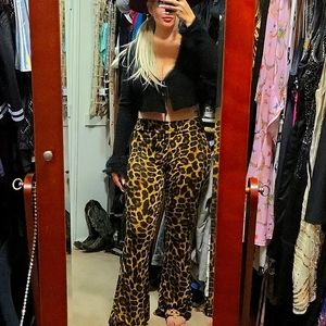 Palazzo pants leopard print flare